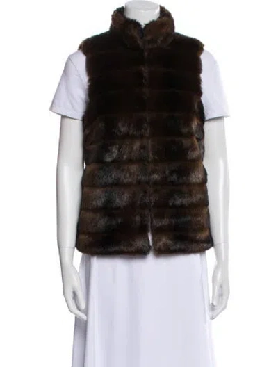 Pre-owned Michael Michael Kors Faux Fur Striped Vest In Brown