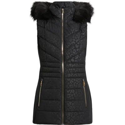 Michael Michael Kors Faux Fur Trim Quilted Vest In Black