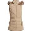 Michael Michael Kors Faux Fur Trim Quilted Vest In Taupe