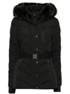 Michael Michael Kors Faux Fur Trim Scuba Coat In Black