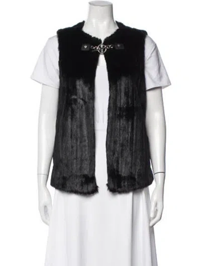 Pre-owned Michael Michael Kors Faux Fur Vest In Black