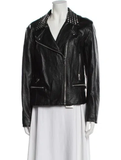 Pre-owned Michael Michael Kors Faux Leather Biker Jacket In Black