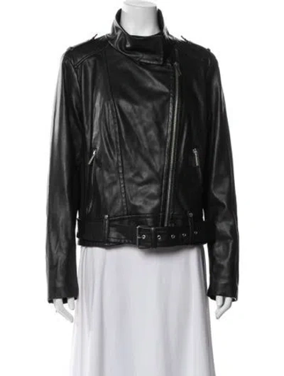 Pre-owned Michael Michael Kors Faux Leather Biker Jacket In Black