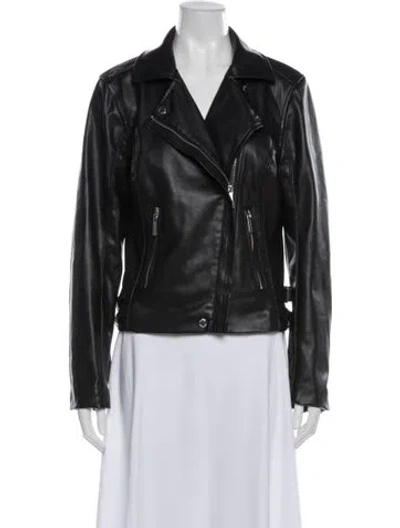 Pre-owned Michael Michael Kors Faux Leather Biker Jacket In Gray