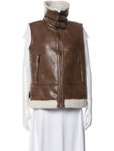 Pre-owned Michael Michael Kors Faux Leather Vest In Brown