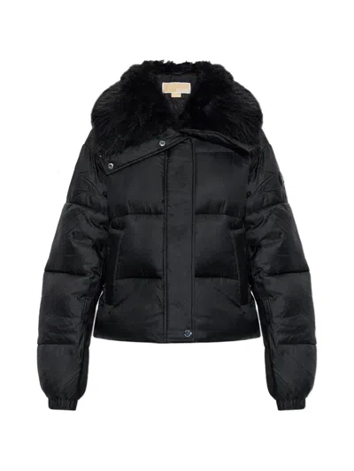 Michael Michael Kors Faux-fur Trim Padded Jacket In Black