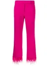 Michael Michael Kors Feather-trim Cropped Trousers In Pink