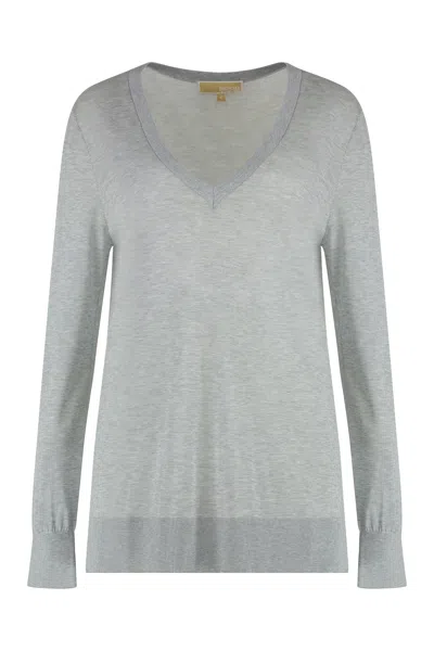 Michael Michael Kors Fine-knit Jumper With Ribbed Edges In Grey