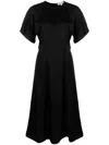 Michael Michael Kors Flared Satin Midi Dress In Black