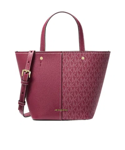 Michael Michael Kors Flora Medium Signature Logo And Pebbled Leather Crossbody Bag In Purple