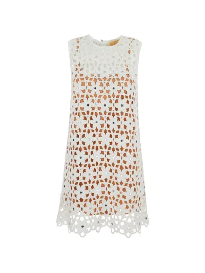 Michael Michael Kors Floral Appliqué Dress In White