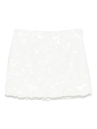 Michael Michael Kors Floral-embellished Scuba-jersey Mini Skirt In White