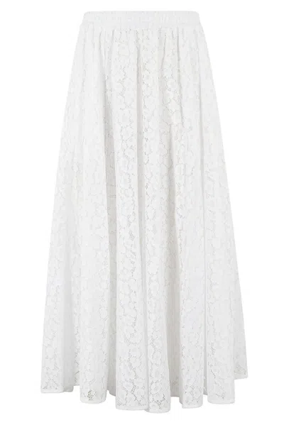 Michael Michael Kors Floral Lace Midi Skirt In White