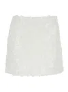 Michael Michael Kors White Miniskirt With All-over Floral Embroidery In Tech Fabric Stretch Woman In White