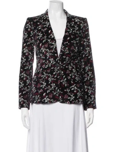 Pre-owned Michael Michael Kors Floral Print Blazer W/ Tags In Black