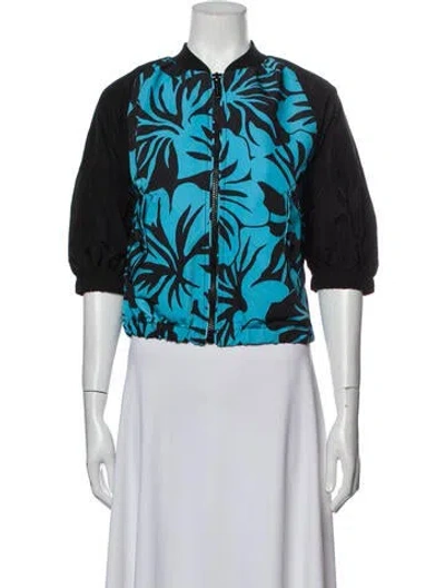 Pre-owned Michael Michael Kors Floral Print Evening Jacket In Blue