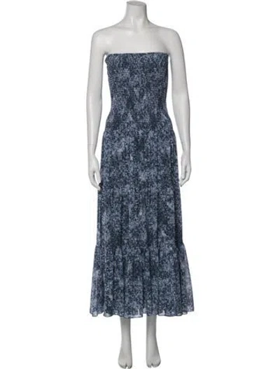 Pre-owned Michael Michael Kors Floral Print Midi Length Dress In Blue