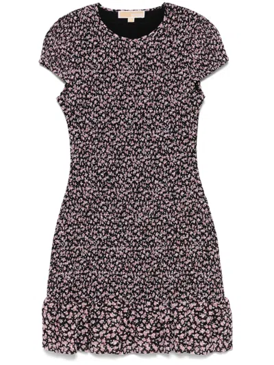 Michael Michael Kors Floral-print Mini Dress In Black