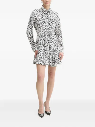 Michael Michael Kors Floral-print Pleated Mini Dress In White