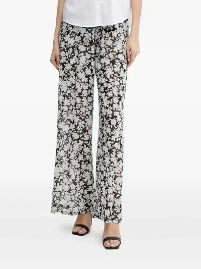 Michael Michael Kors Floral-print Trousers In Black