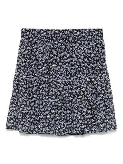 Michael Michael Kors Floral-printed Studed Skirt In Blue