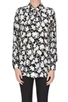 Michael Michael Kors Shadow Floral Crepe Shirt In Black