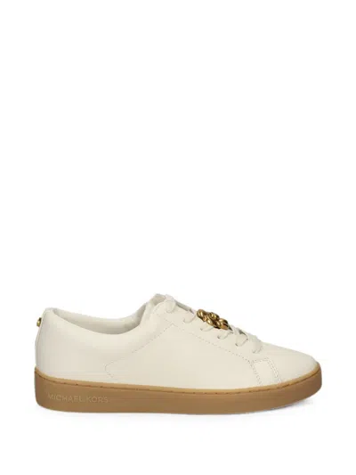 Michael Michael Kors Flower-detail Leather Sneakers In White