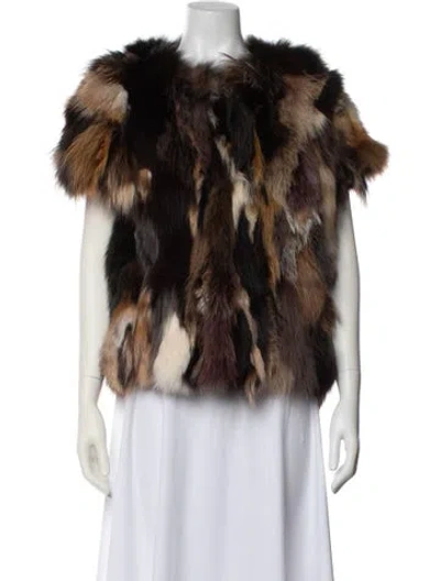 Pre-owned Michael Michael Kors Fox Printed Fur Jacket In Brown