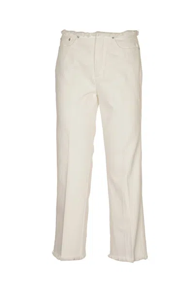 Michael Michael Kors Frayed Denim Cropped Jeans In White