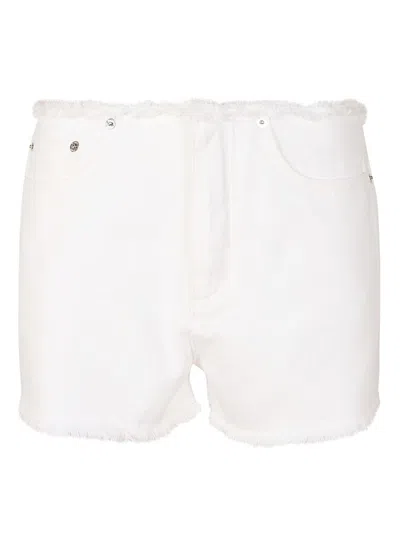 Michael Michael Kors Frayed Denim Shorts In White