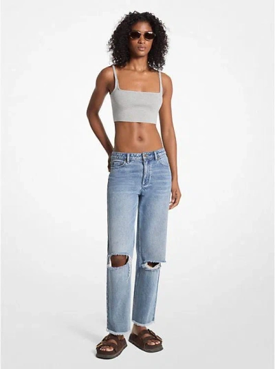 Michael Michael Kors Frayed Distressed Jean In Blue