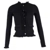 Michael Michael Kors Fringed Milano Knit Cardigan In Navy Blue Merino Wool