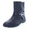 Michael Michael Kors Fulton Biker Womens Leather Ankle Booties In Black