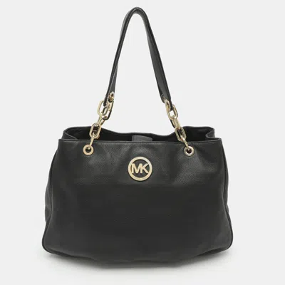 Pre-owned Michael Michael Kors Fulton Chain Black Leather Tote