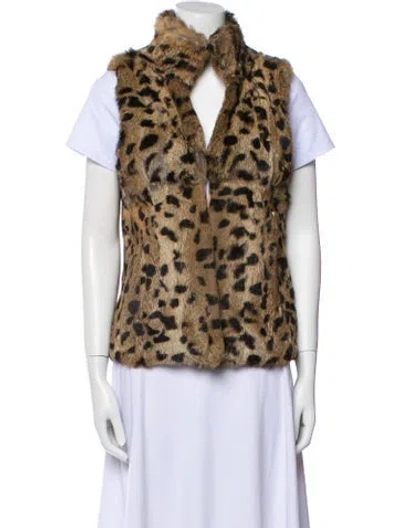 Pre-owned Michael Michael Kors Fur Animal Print Fur Jacket In Neutrals