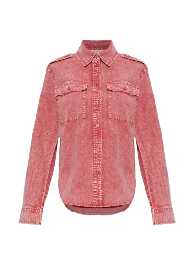 Michael Michael Kors Garment-dyed Denim Shirt In Red