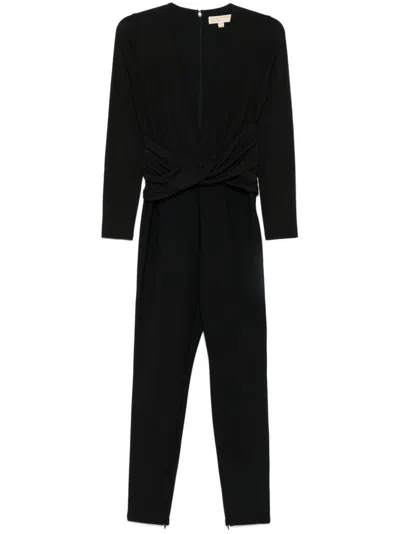 Michael Michael Kors Gathered Jersey Jumpsuit In Schwarz