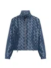 Michael Michael Kors Geometric-pattern Zip Jacket In Blue