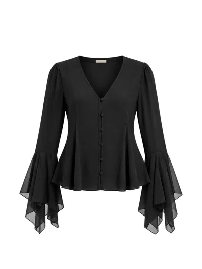 Michael Michael Kors Georgette Blouse In Black