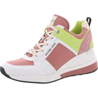Michael Michael Kors Georgie Trainer Womens Lace-up Man Made Casual And Fashion Sneakers In Pink