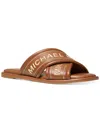 Michael Michael Kors Gideon Slide Womens Logo Faux Leather Slide Sandals In Multi