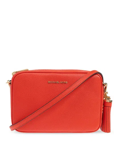 Michael Michael Kors Medium Jet Set Leather Crossbody Bag In Red