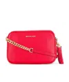 Michael Michael Kors Ginny Grained-effect Crossbody Bag In Red