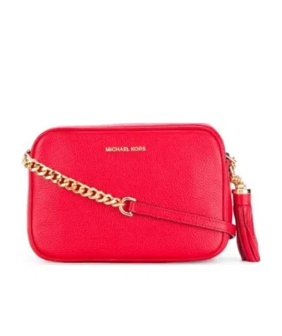 Michael Michael Kors Ginny Grained-effect Crossbody Bag In Red