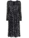 Michael Michael Kors Giraffe-print Midi Dress In Black