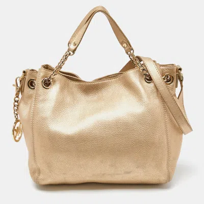 Pre-owned Michael Michael Kors Gold Leather Frankie Drawstring Bag