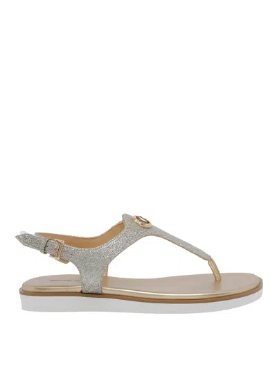 Michael Michael Kors Gold Val Sandals In Silver