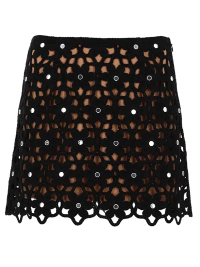 Michael Michael Kors Gonna Crochet Con Motivo Floreale In Black