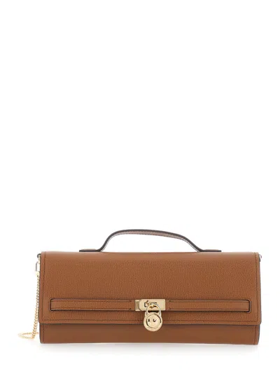 Michael Michael Kors Grained Leather Clutch In Orange
