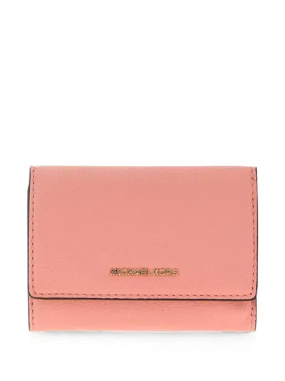 Michael Michael Kors Grained-leather Trifold Wallet In Pink